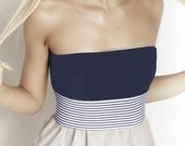 Venni Caprice 'Basics' Collection NAVY/WHITE Striped Elastic Wrap Belt - Custom Sized