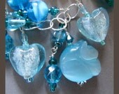 Sky Blue Kitty Cat Charm Bracelet by Cornerstoregoddess
