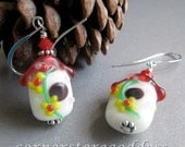 Lampwork Spring Birdhouse Bird House Earrings by Cornerstoregoddess