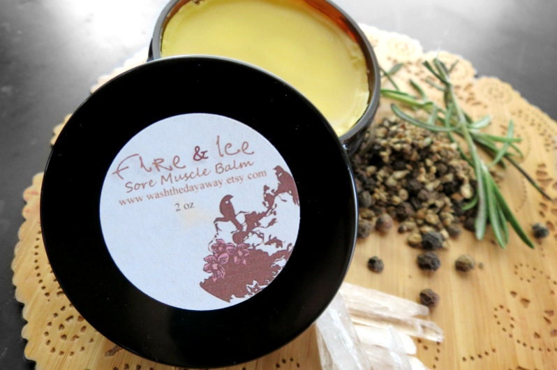 Fire & Ice Herbal Sore Muscle Balm 2 oz - Made with Arnica, St. John's, Menthol, Black Pepper, Lavender, Ginger, Cardamom, Rosemary