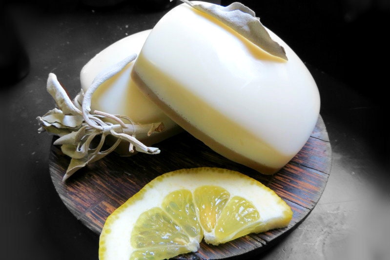 Lemon Sage Soap 4 oz Bar - Made with Olive Leaf Extract, Coconut Oil, Goat's Milk, Fuller's Earth Clay, Lemon, Sage, Myrtle, Bergamot
