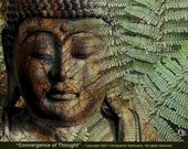 Zen Buddha Art -Convergence of Thought - 10x8 earth tone Buddhist photo collage new age art print