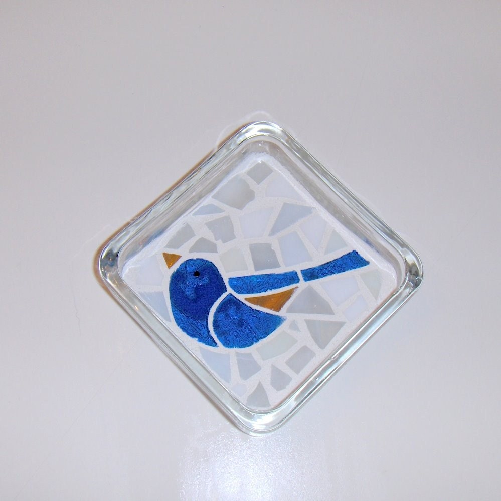 Bluebird Stained Glass Mosaic Coaster or Paperweight