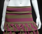 purple and green striped ruffle skirt