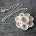 Porcelain Pendant - White Primula Auricula - Sterling Silver Chain