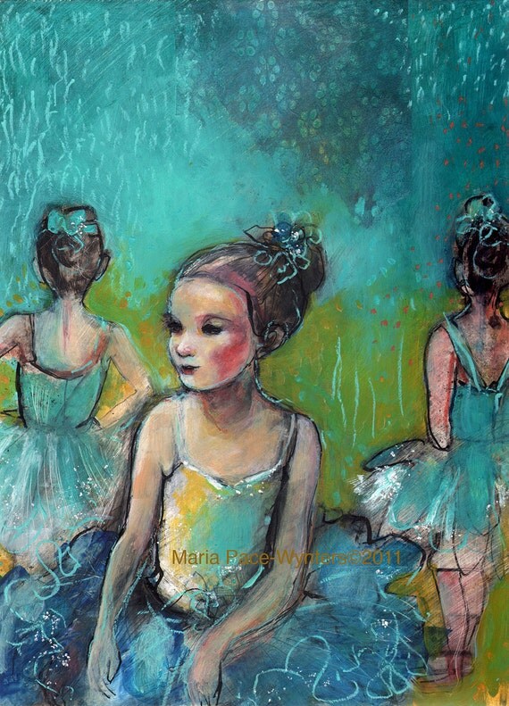 Three Ballerinas-ACEO  Open edition reproduction by Maria Pace-Wynters