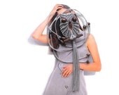 Silver Gray Macrame Owl Necklace