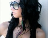 SALE Rainbow 3 Feather Hair Extension LONG Loose - Salon Grade Whiting Feathers : FREE micro link clamp