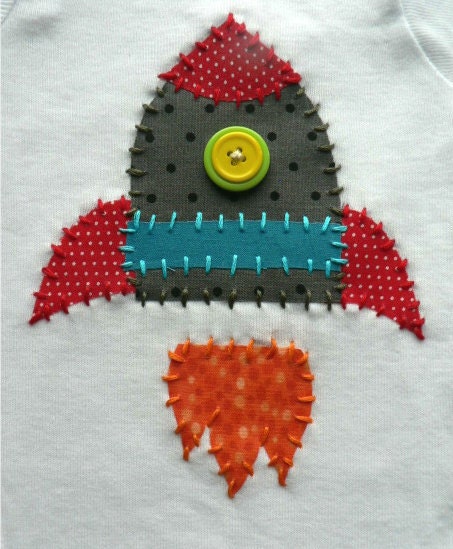 Rocket Ship Applique Onesie Custom size and Colors