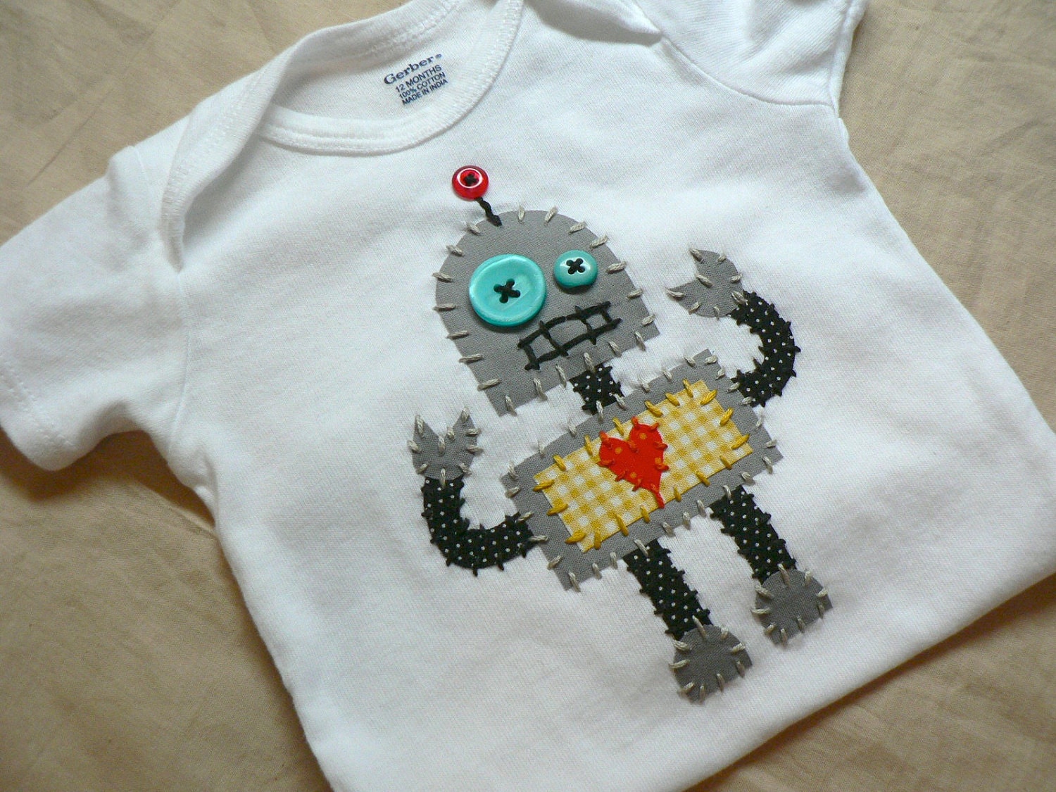 Robot Applique Onesie or shirt Custom Size and Colors