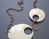 Modern Celadon and Copper Asymmetrical Necklace