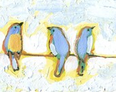 Bluebirds on a Wire 3 x 11 inch Fine Art Print