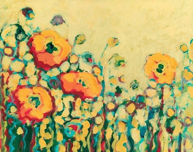 Yellow Orange Poppies 11 x 14 inch Bamboo Fine Art Print
