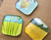 Natural Greens - Glass Magnet Set of 3 by Jenlo