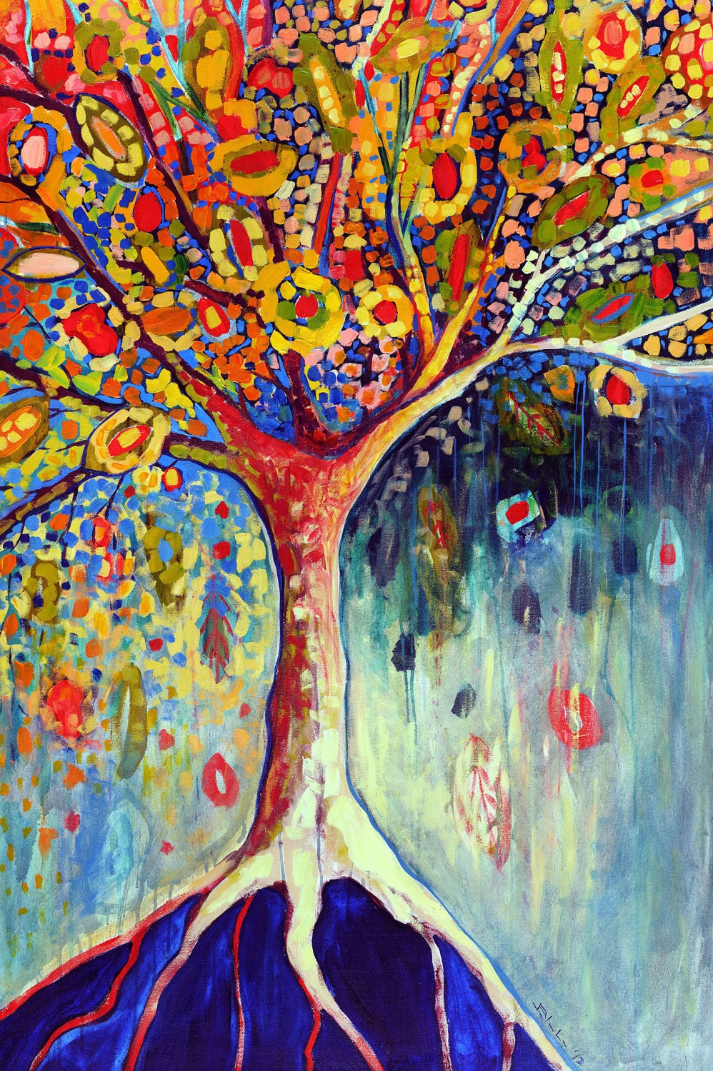 Fiesta Tree - Modern Abstract 12 x 18 inch Fine Art Print by Jenlo