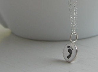 sterling silver footprint necklace