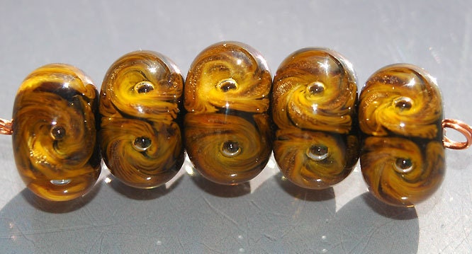 Tiger Eye Gold Black Lampwork Boro Beads SRA