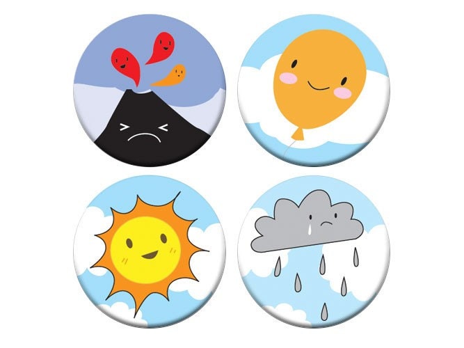 SALE - Kawaii Skies -  set of 4 button badges