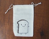 Happy Bread Slice - kawaii mini drawstring bag