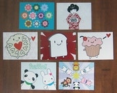 Set of 7 Kawaii Postcards