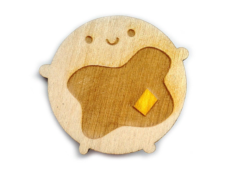 Kawaii Wooden Pancake Brooch