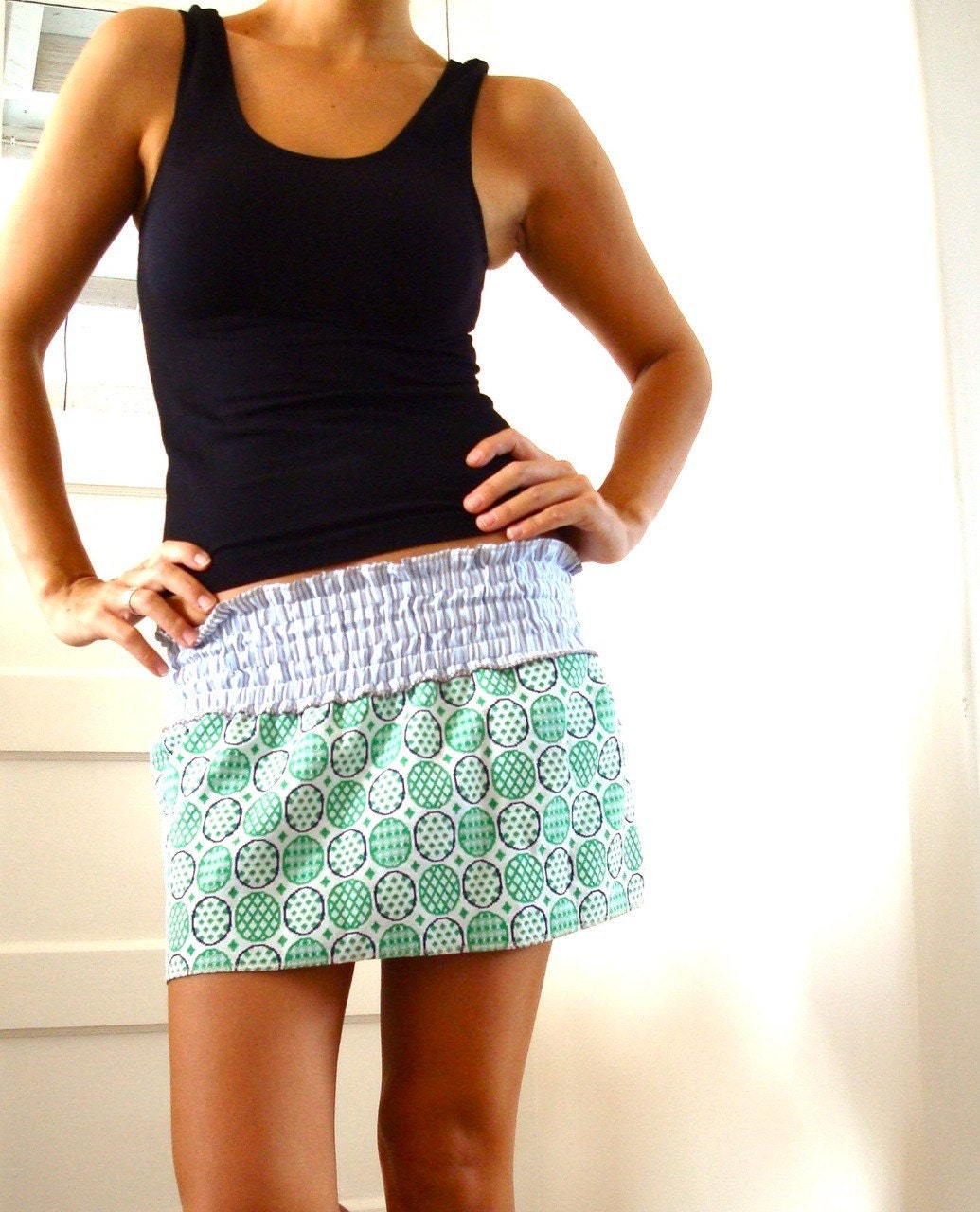 pa'u mini skirt with green vintage and stripes