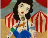 And with unspoken ease I was your pet -  vintage inspired tattooed lady print by Amanda Atkins