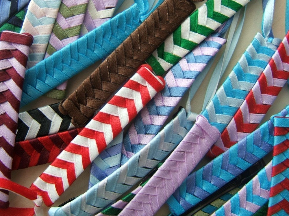 Set of Four (2 pairs) - Braided Ribbon Barrettes - Your Choice (Custom Barrettes Order)