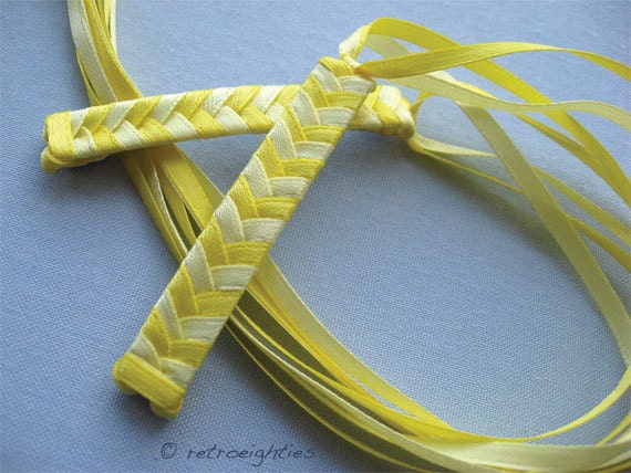 Yellow and Light Yellow - Braided Ribbon Barrettes
