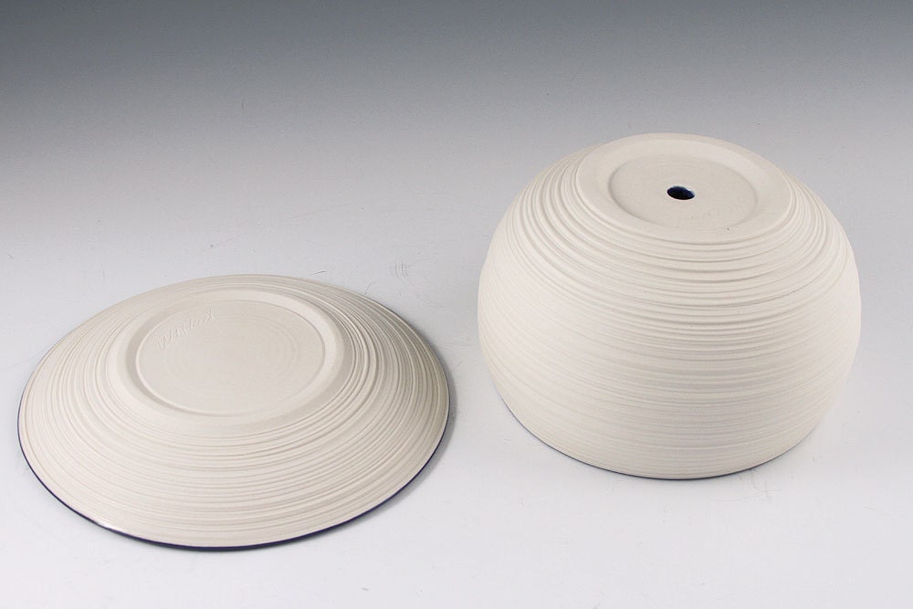 Planter Blue - Porcelain Groove Planter in Sapphire Blue
