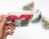 love in times of cholera tea cup -Red humming birds