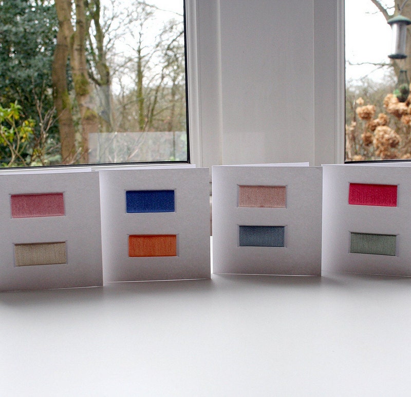 Set of 4 upcycled notecards - pretty threads set 1