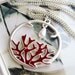 Coral Necklace, Red Nautical Necklace, Silver Pendant, Long Silver Chain - RED CORAL