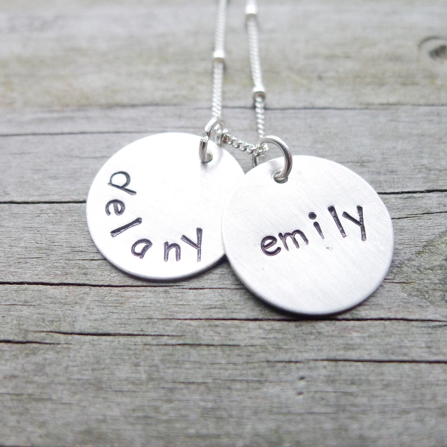 Mom Necklace - Sterling Silver Engraved Kids Names Necklaces