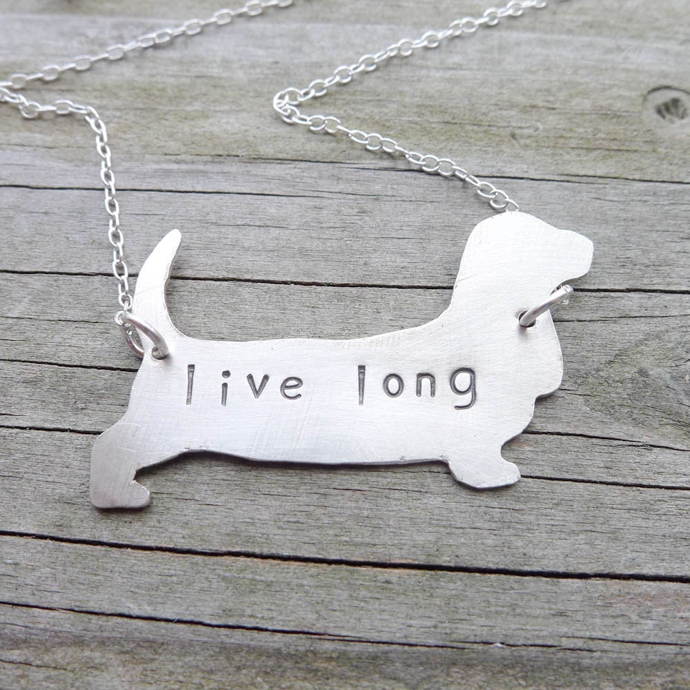 Sterling Silver Basset Hound Necklace - Live Long