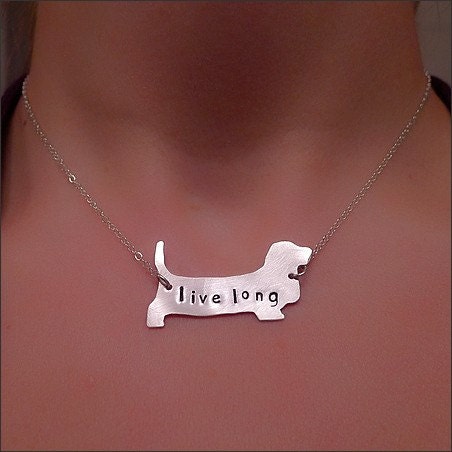 Sterling Silver Basset Hound Necklace - Live Long