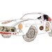 Ferrari 250 GT - Ink and collage illustration