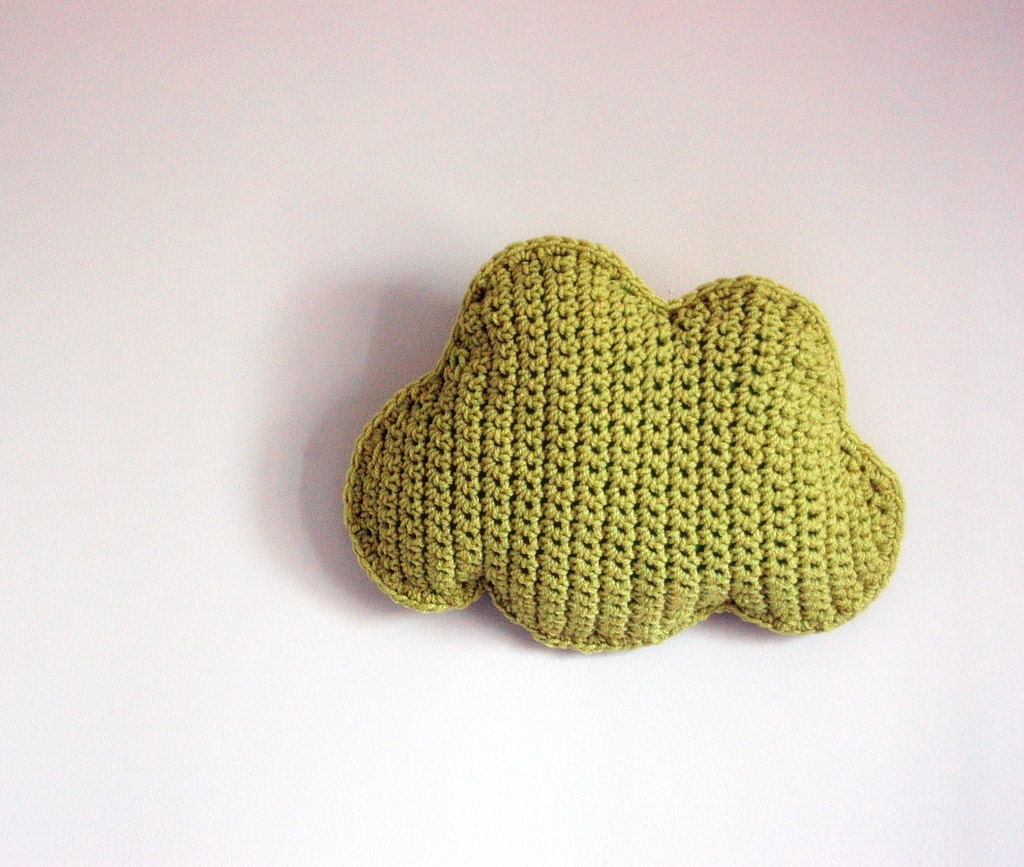 Big crochet cloud pillow in lime green