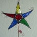 Primary colors stained glass Magic Wand Star Plant Garden STake copper art