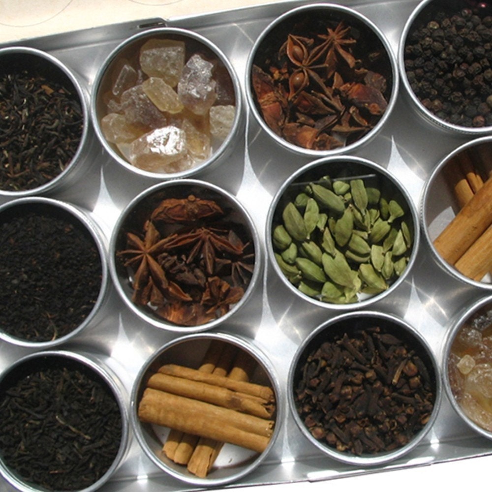 large chai tea kit with organic and fair trade spices. a perfect gift to warm up a tea lover.