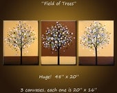 Original Large Abstract Painting Modern Contemporary Trees ... ready 2 hang ...48 x 20 ..Field of Trees, by Amy Giacomelli
