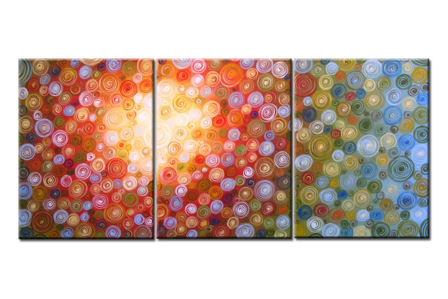 Original Large Abstract Painting Modern Contemporary Landscape .. yellow green red blue black ...24 x 54 .. Land of the Sun