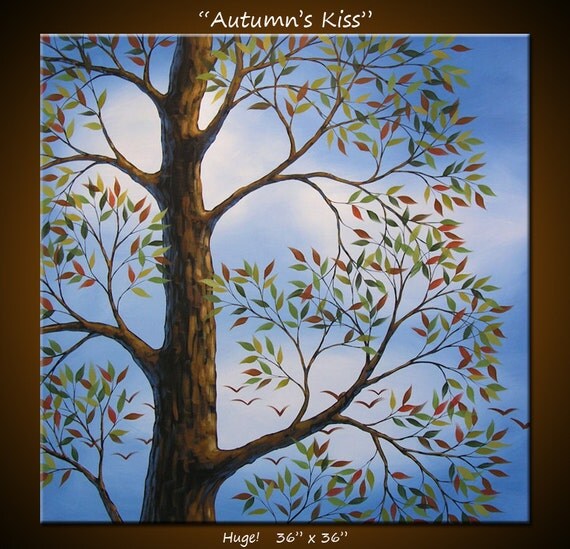 Amy Giacomelli Paintings Original Large Huge Modern Contemporary Landscape Trees ... 36 x 36 ... Autumns Kiss