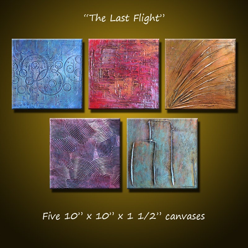 Abstract Painting Large Modern Contemporary Heavy Texture ... 50 x 10 ... The Last Flight, Amy Giacomelli