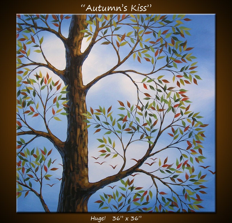 Amy Giacomelli Paintings Original Large Huge Modern Contemporary Landscape Trees ... 36 x 36 ... Autumns Kiss