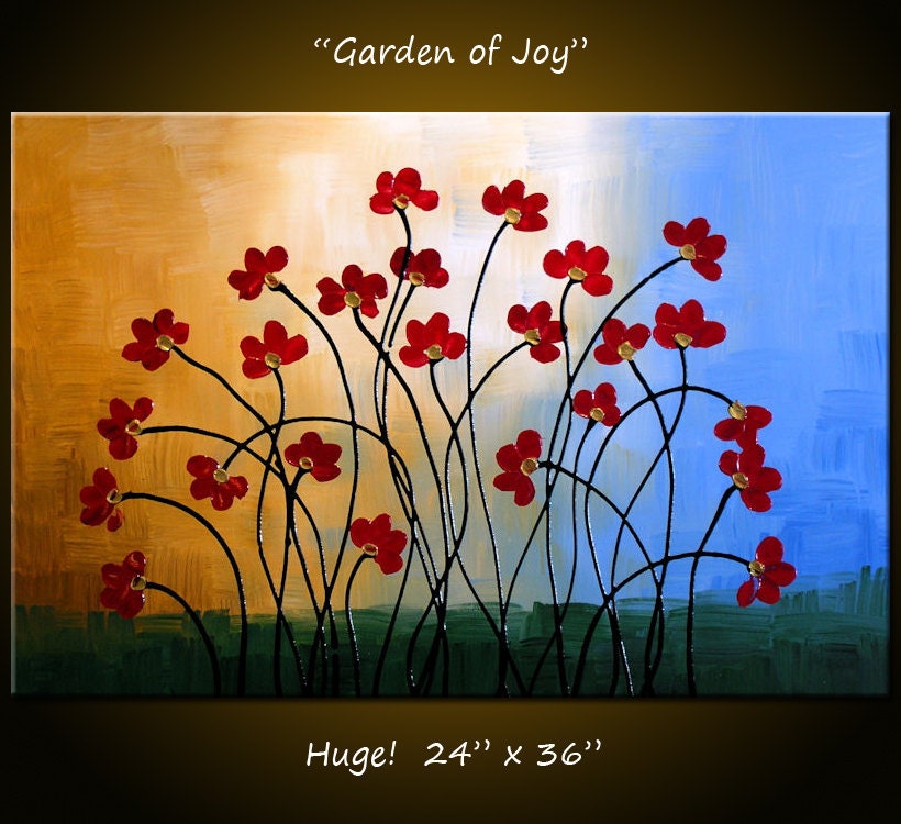 Amy Giacomelli Painting Original Large Abstract Painting Modern Contemporary Flowers Impasto ... 24 x 36 ... "Garden of Joy"