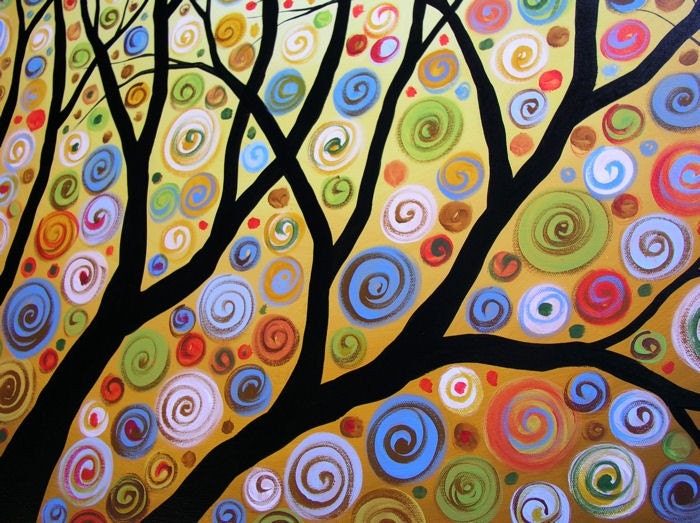 Original Large Abstract Painting Modern Contemporary Landscape... 24" x 36" ... Light Up the Night
