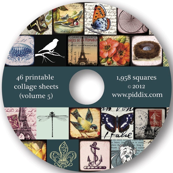 LAST ONE -- Piddix CD volume 5 with Nearly 2000 Squares on 46 Digital Collage Sheets for just 19.95