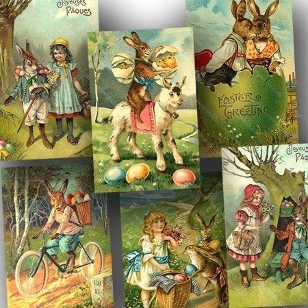 New -- Victorian Easter Postcards -- piddix digital collage sheet no. 706