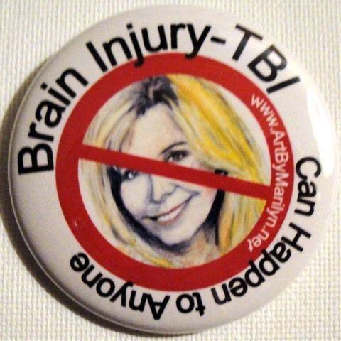 1  Button/Pin -   Brain Injury/TBI Can Happen To Anyone button (2-1/4 Inch in Diameter)